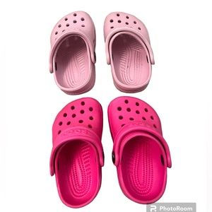 Bundle Baby/Walker/Infant Crocs Size 2 3 . Pink 2 Pairs In Good Condition